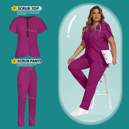 Hot Sales Medical Uniform Nurse Nursing Uniform Scrubs Set for Women Hospital Doctor Workwear Surgical Gown Beauty Salon Clothes-KarWorkwear