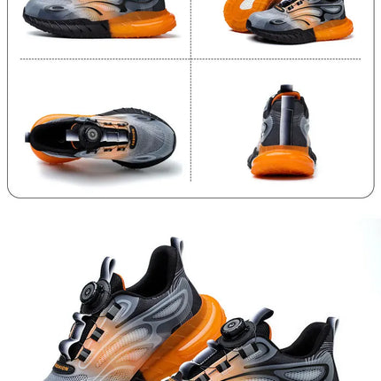 New Men's Safety Shoes with Rotating Buttons,working Sports Shoes, Protective Boots, Parker Steel Shoes,casual Ring Shoes-KarWorkwear