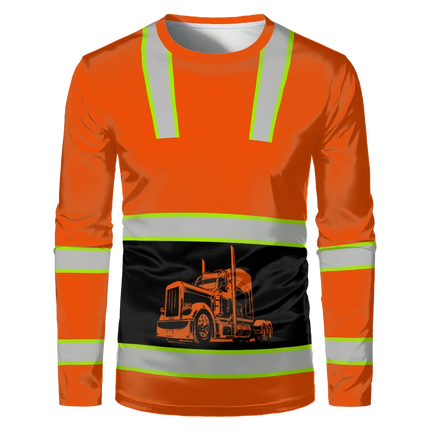 Construction worker workwear, classic loose round-neck T-shirt, long-sleeved shirt, comfortable breathable workwear