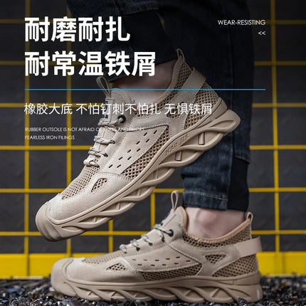 Breathable Summer Safety Work Shoes For Men Insulation 6KV Plastic Toe Anti-smash Non-slip Indestructible Boots Male Footwear-KarWorkwear