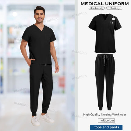 Wholesale Price Medical Scrubs Women Men Multicolour Scrub Top+pants Suit Short Sleeved Nursing Joggers Scrub Veterinary Uniform-KarWorkwear