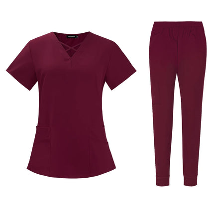 Clearance Scrubs Nursing Uniforms for Women Men Anesthetist Set Tops and Jogger Pants Thin Fabric Operating Room Doctor Workwear-KarWorkwear