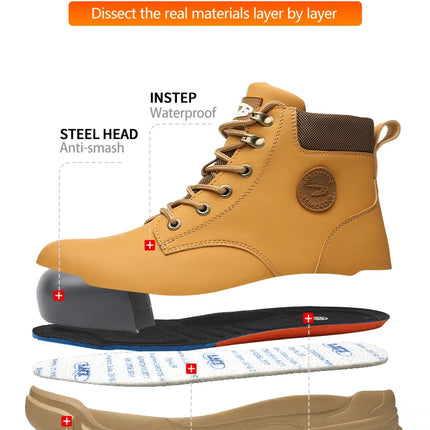Men Protective Boots Steel Toe Shoes Anti-smash Anti-puncture Work Boots Safety Shoes Indestructible Winter Boots Waterproof-KarWorkwear