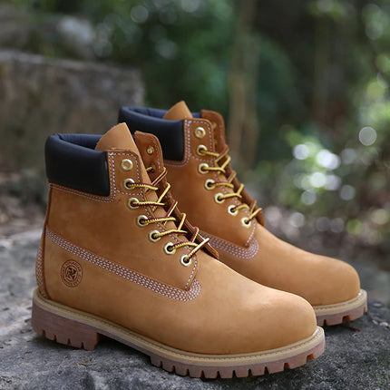 New Work Boots Men's Original Comfy Shoes Outdoor Hiking Leather Casual Shoes For Men Basic Boots Waterproof Yellow Boots