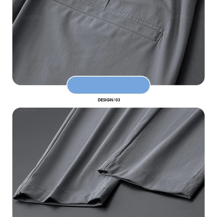 Spring Summer Men's Casual Pants Business Stretch Slim Fit Elastic Waist Jogger Korean Classic Thin Black Gray Trousers Male