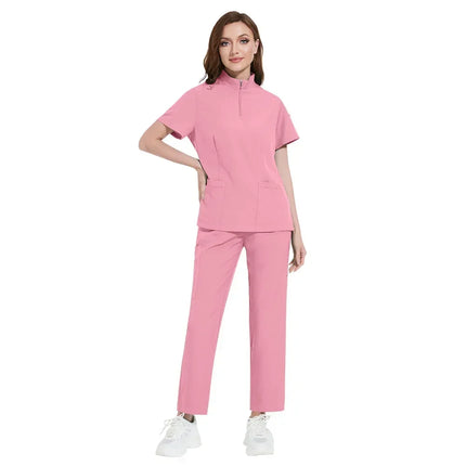 Hospital Doctor Nursing Uniform Women Wholesale Casual Short Sleeved V-neck Jogger Suits Nurse Pharmacy Working Medical Uniforms-KarWorkwear