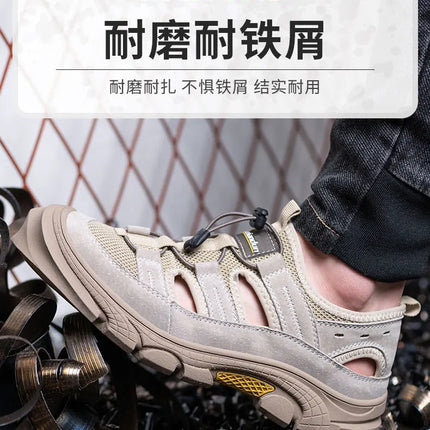 Safety Shoes Men Summer Breathable Work Sandals Men Anti-smash Anti-puncture Indestructible Shoes Work Sneakers Protective Shoes-KarWorkwear