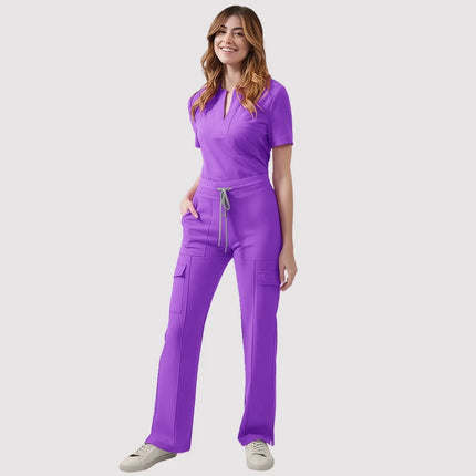 New Scrubs Uniform Multi Short Sleeve Tops Pants Hospital Set Women Pet Shop Doctor Scrub Medical Surgery Workwear Scrub Suit