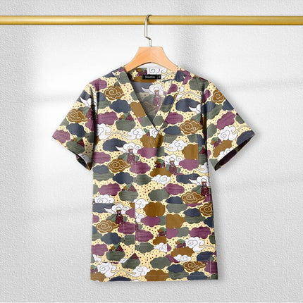 Short Sleeved Custom SPA Uniform Unisex Aesthetic Uniforms Printed Cotton Jacket Tops Fashion Surgical Gown Veterinary Work Wear-KarWorkwear