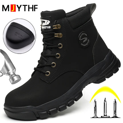 Men Protective Boots Steel Toe Shoes Anti-smash Anti-puncture Work Boots Safety Shoes Indestructible Winter Boots Waterproof-KarWorkwear