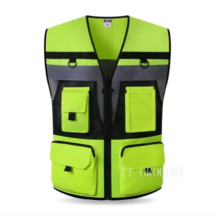 High Brightness Strip Safety protective clothing Breathable Workwear Multi Pocket Protective Clothing Safety For Night Running B