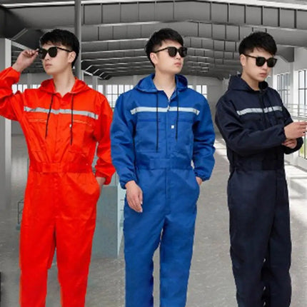 Men's Work Coveralls Safety Worker Clothing with Reflective Strips 5XL Uniforms Car Repair Overalls 100% Polyester-KarWorkwear