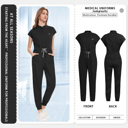 Wholesale Medical Nurse Uniforms Beauty Overalls Scrub Uniform Women Short Sleeve Jumpsuit Medical Hospital Clothing with Pocket