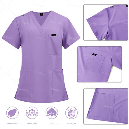 Slim Fit Medical Scrubs Uniform Women Scrub Sets Nursing Accessories Hospital Surgery Gowns Dental Clinic Beauty Salon Workwear-KarWorkwear