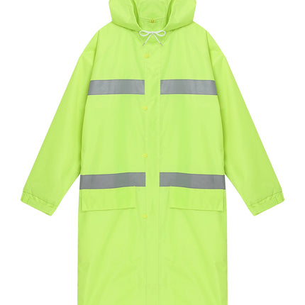 Adult Solid Color Raincoat Long Sleeve Hooded Reflective Stripe Jacket Traffic Office/Firefighter Work Uniform Emergency Poncho-KarWorkwear