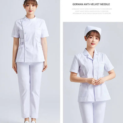 White Short Sleeve scrubs uniforms women Pet Grooming Clinic Nursing Clothes Workwear Nurse Scrub Work Pink Medical Uniform-KarWorkwear