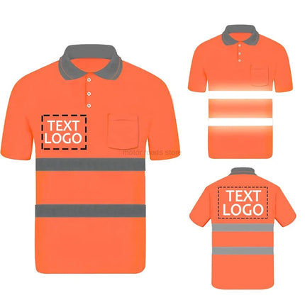 Safety Polo Shirt Custom Logo Work Uniform Motorcycle Cycling Sports Outdoor Reflective Clothing-KarWorkwear