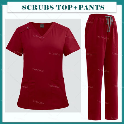 Medical Nurse Uniforms Summer Fashion Women Surgical Uniforms High-end Fabric Scrubs Clothes Nursing Workwear Elastic Tops Pants-KarWorkwear
