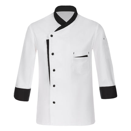 Unisex Mens Womens Chef Jacket Long Sleeve Contrast Color Coat Restaurant Kitchen Cooking Apparel Work Wear Uniform with Hat-KarWorkwear