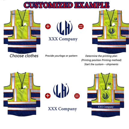 Mesh Safety Vest Customized Your Text Logo Reflective Motocycle Vest Hi Visibility Construction Work Uniform Security ANSI
