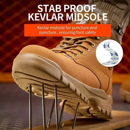 Latest 2024 Fashion Winter Warm Men's Work Safety Boots Waterproof Rugged Steel Toe Shoes Sneakers Safety Protection Coldproof