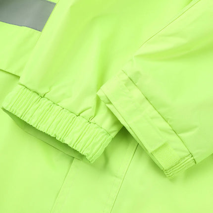 Adult Solid Color Raincoat Long Sleeve Hooded Reflective Stripe Jacket Traffic Office/Firefighter Work Uniform Emergency Poncho-KarWorkwear