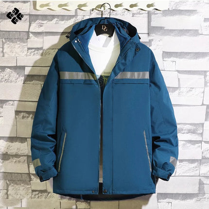Reflective Jacket Waterproof and Warm with Dechable Fleece Linner 3 in 1 Hi Vis Windproof Workwear Jacket Men for Winter L-7XL