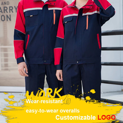 Mens Factory Work Shirt Uniform Long Sleeve Turn-Down Collar Workwear Motor Mechanic Repair Workshop Two-pocket T-shirts Tops-KarWorkwear