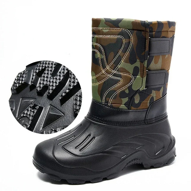 Work Boots for Men Waterproof 2025 Spring New Non-slip Fishing Boots Comfortable Farm Men Boots Winter Plus Cotton Rain Boots