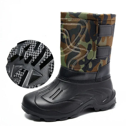 Work Boots for Men Waterproof 2025 Spring New Non-slip Fishing Boots Comfortable Farm Men Boots Winter Plus Cotton Rain Boots