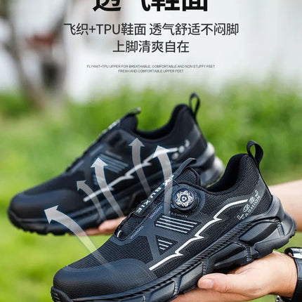 Rotating Button Men Shoes Security Sneakers Steel Toe Shoes Puncture-Proof work Shoes Anti-smash Sport Safety Shoes Protective-KarWorkwear