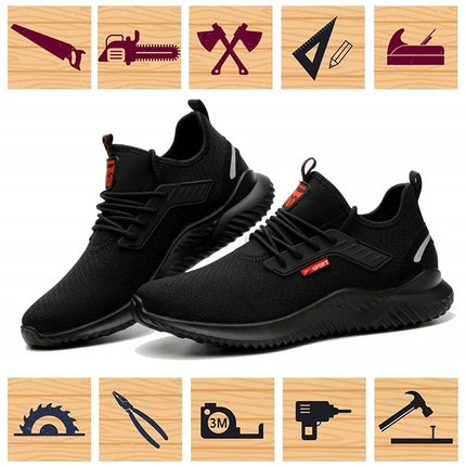 SUADEX Safety Anti-Smashing Shoes Steel Toe Work Shoes Puncture Proof Men Indestructible Safety Boots Breathable Work Sneakers-KarWorkwear