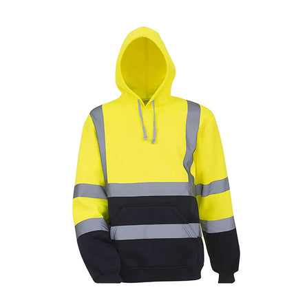 Reflective Hoodie Reflective Strip Men's Hoodie Coat with Drawstring Closure for Outdoor Work Safety Warm Cold-proof Overalls