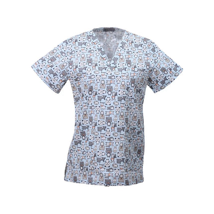 Pet Clinic Vet Work Uniforms Women Nurse Accessories Animal Printed Hospital Doctor Nursing T-Shirt Medical Scrubs Clothes Tops-KarWorkwear