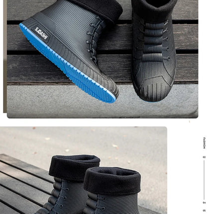Versatile Casual Short-barreled Waterproof Shoes Men Women Lined With Fleece Warmth Anti-slip Wear-resistant Outdoors Rain Boots
