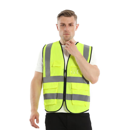 Multi-pocket Reflective Safety Vest Traffic Vest Railway Coal Miners Uniform Breathable Racing Running Sports-KarWorkwear