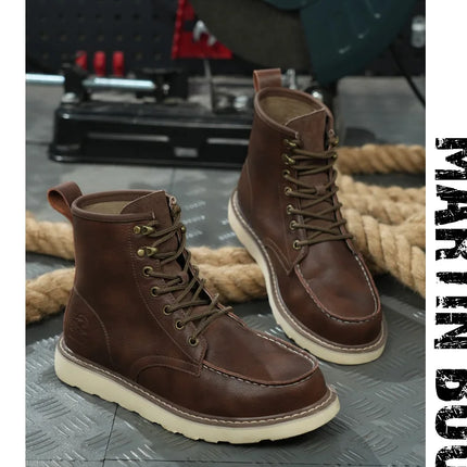 High quality leather boots Men Work Boots Waterproof Safety Shoes Men Autumn winter boots Steel toe shoes Puncture-Proof Boots