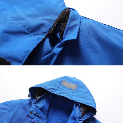 Reflective Jacket Waterproof and Warm with Dechable Fleece Linner 3 in 1 Hi Vis Windproof Workwear Jacket Men for Winter L-7XL