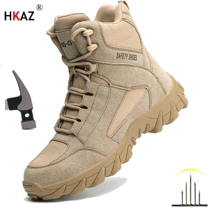 Work Boots Indestructible Safety Shoes Men and Women Steel Toe Shoes Construction Work and Daily Wear Outdoor work hiking boots