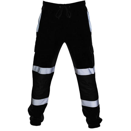 Men'S Reflective Work Clothes Drawstring Casual Multi-Pocket Safety Reflective Structure Elastic Road Construction Safety Pants