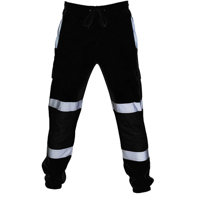 Men'S Reflective Work Clothes Drawstring Casual Multi-Pocket Safety Reflective Structure Elastic Road Construction Safety Pants