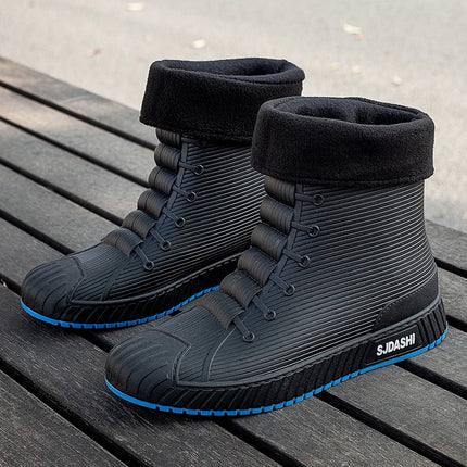 Versatile Casual Short-barreled Waterproof Shoes Men Women Lined With Fleece Warmth Anti-slip Wear-resistant Outdoors Rain Boots