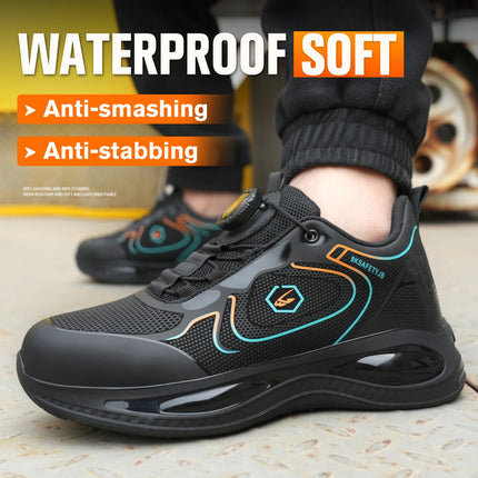 Work Security-Protection Boots for Men Women Lightweight Work Sneakers Breathable Steel Toe Shoes Rotating Button Safety Shoes-KarWorkwear
