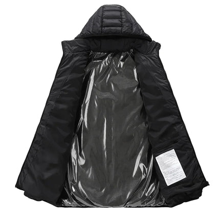 Male Intelligent Heating Workwear Jacket 2025 New USB Multi Control Fast Heating Coat Black Hooded Cotton Jacket Plus Size S-6XL