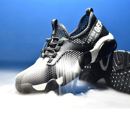 2024 New Men Steel Nose Safety Work Shoes Grid Lightweight Breathable Women Casual Sneaker Prevent Piercing Protective Boots 48-KarWorkwear