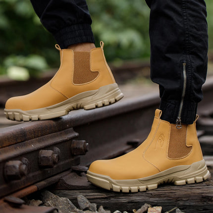 Waterproof Men's Safety Work Boots Steel Toe Shoes Anti Impact And Anti-Puncture Outdoor Adventure Hiking Tactical Boots