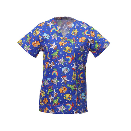 Pet Clinic Vet Work Uniforms Women Nurse Accessories Animal Printed Hospital Doctor Nursing T-Shirt Medical Scrubs Clothes Tops-KarWorkwear