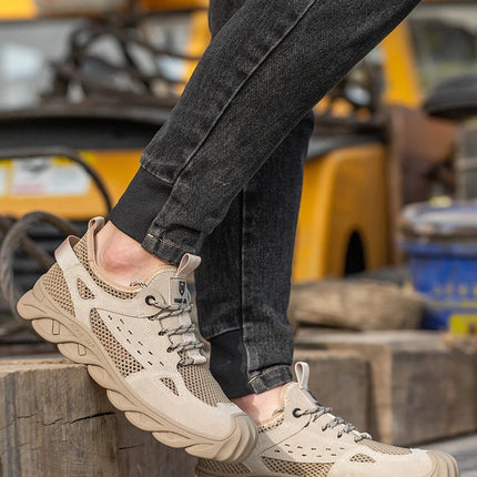 Breathable Summer Safety Work Shoes For Men Insulation 6KV Plastic Toe Anti-smash Non-slip Indestructible Boots Male Footwear-KarWorkwear