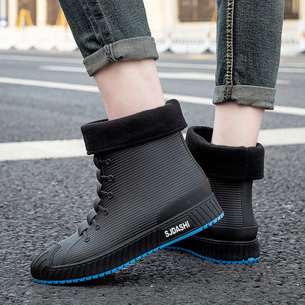 Versatile Casual Short-barreled Waterproof Shoes Men Women Lined With Fleece Warmth Anti-slip Wear-resistant Outdoors Rain Boots