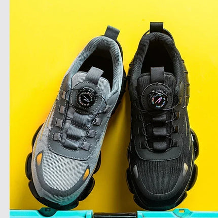 Rotating Button New Safety Shoes Men Anti-smash Anti-puncture Work Shoes Fashion Men Sport Shoes Security Protective Boots Men